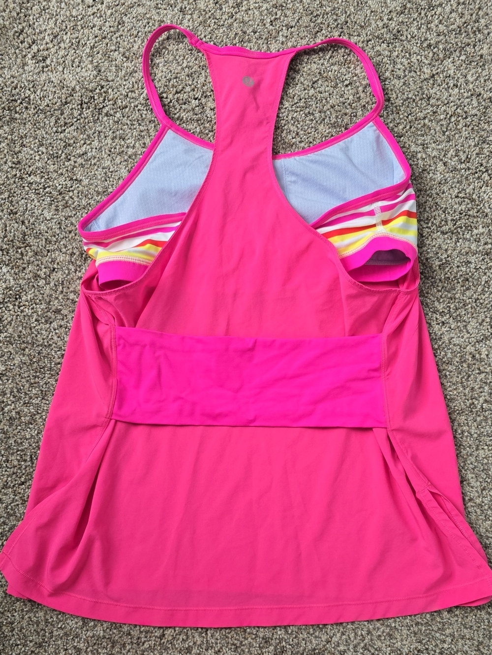 Lululemon Size 10 Hot Pink Racerback Athletic Tank with Stripe Shelf Bra